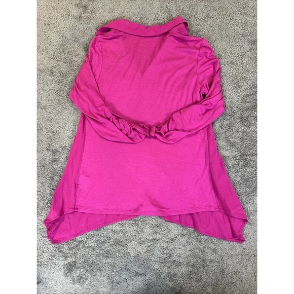Pleione Women's Pink V Neck Long Sleeve Collared Stretch Blouse Top Size Medium - Picture 8 of 8